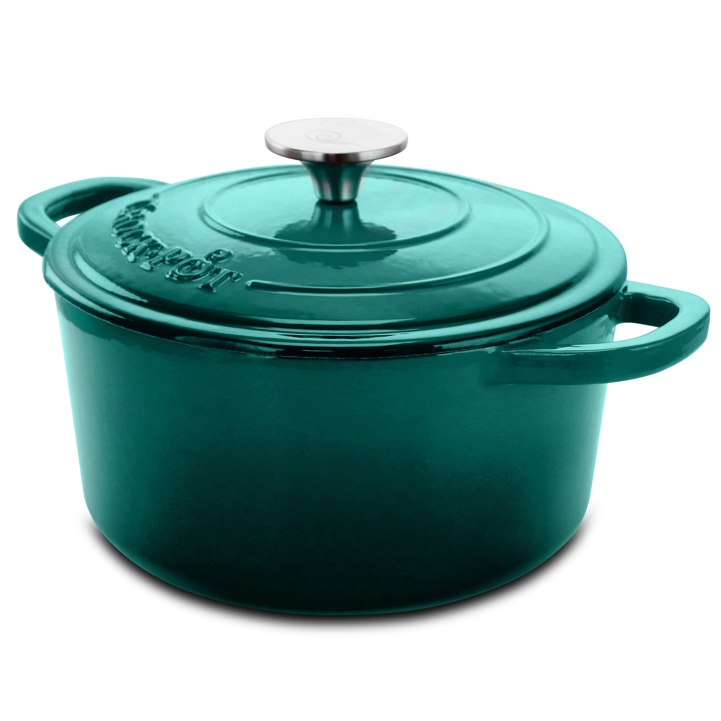 Crock-pot Artisan 3 Quart Enameled Cast Iron Casserole w Lid in Gradient Teal