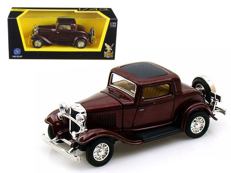 1932 Ford 3-Window Coupe Burgundy 1/43 Diecast Car Road Signature