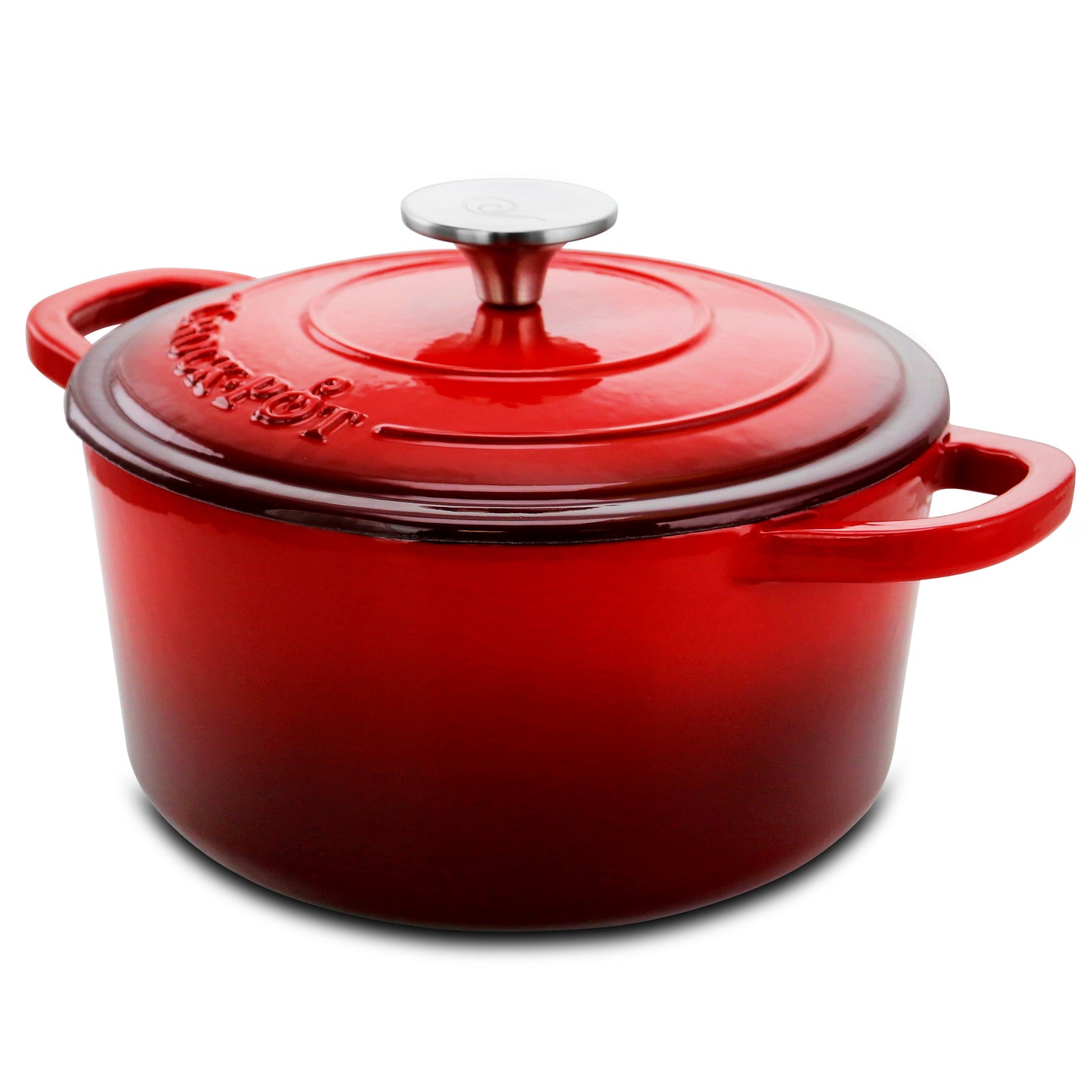 Crock-pot Artisan 3 Quart Enameled Cast Iron Casserole w Lid in Gradient Red
