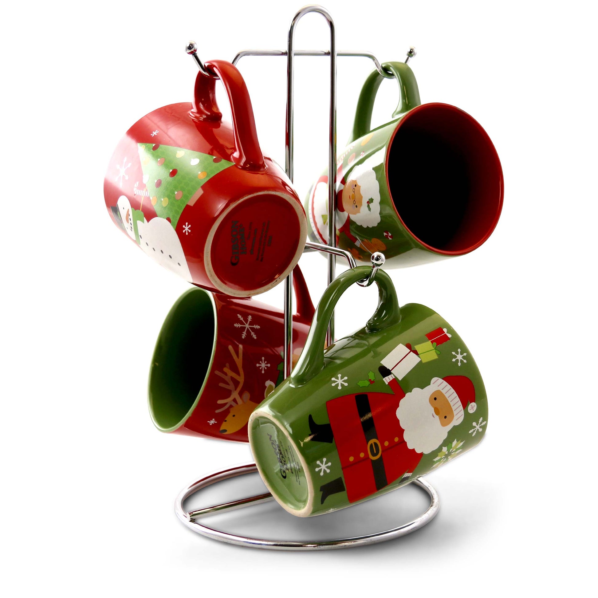 Gibson Home Santa Smile 4 Piece 15 oz Stoneware Mugs in Assorted Designs