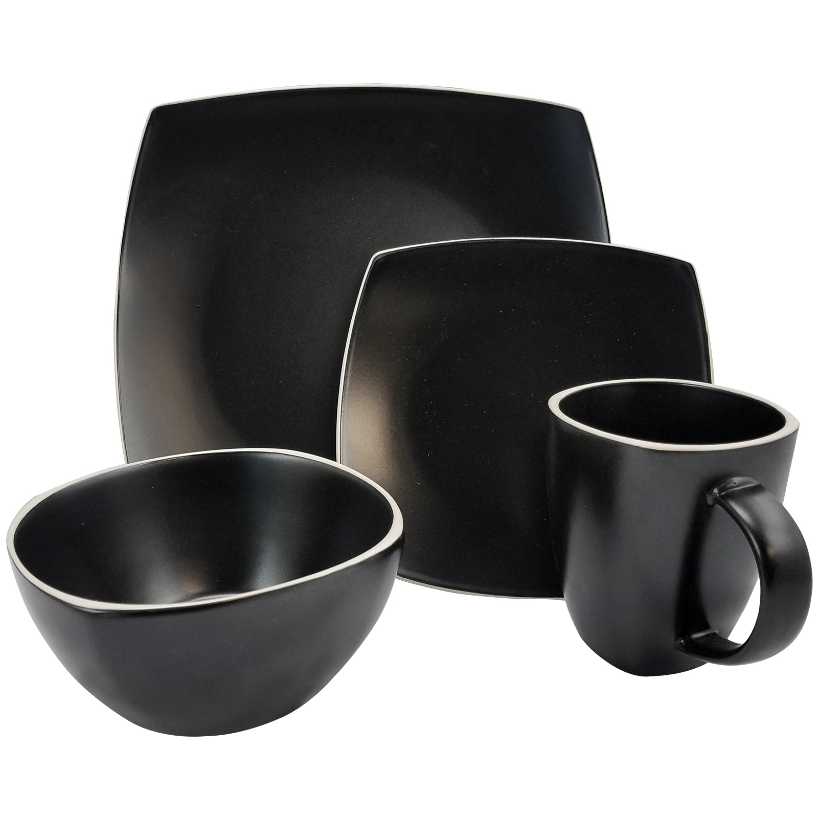 Gibson Soho Lounge Matte 16-Piece Dinnerware Set Black