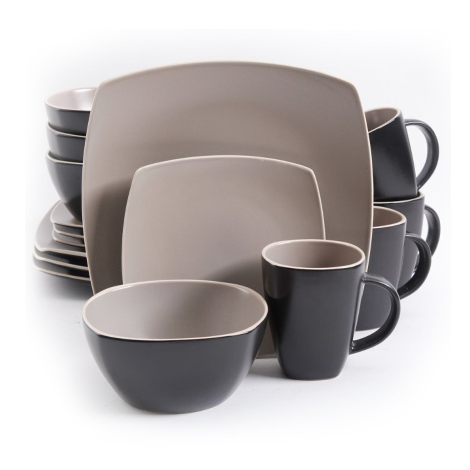 Gibson Soho Lounge Matte 16-Piece Dinnerware Set Taupe