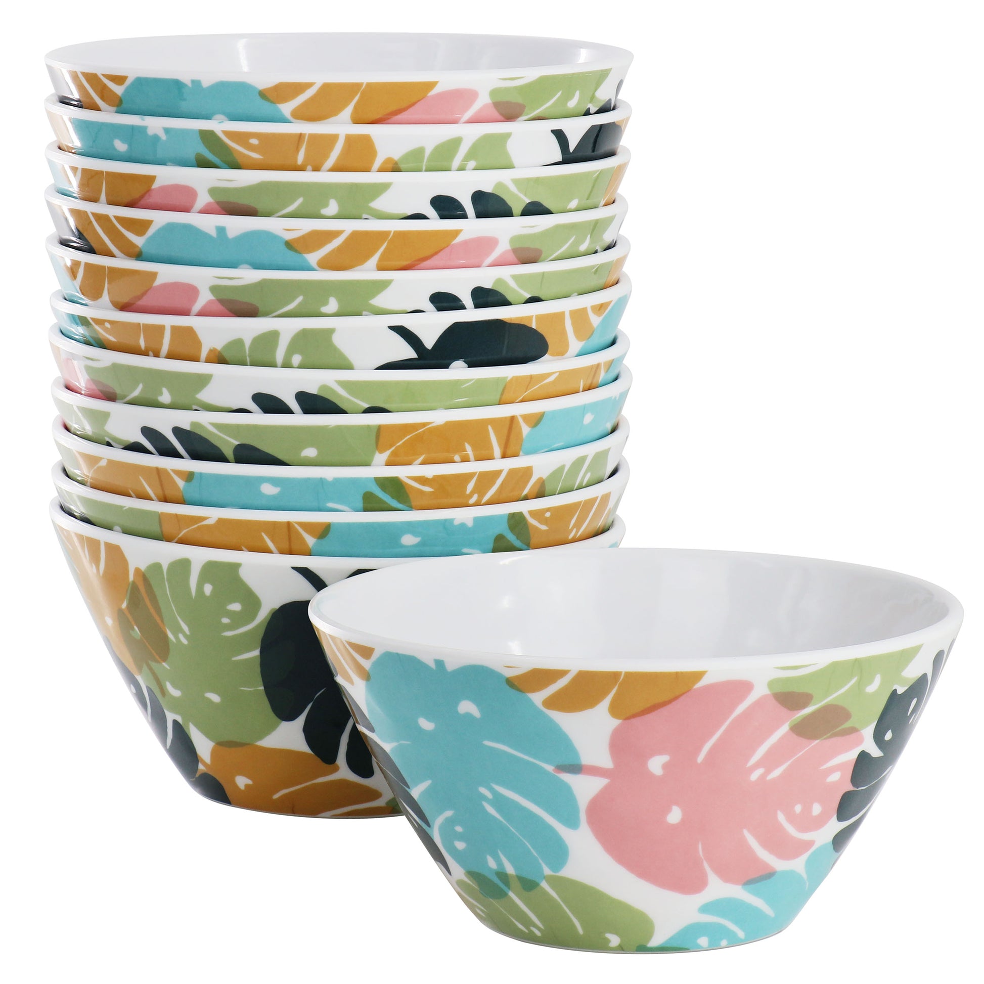 Gibson Home Tropical Sway 12 Piece 6" Melamine Bowl Set in Multi Color Leaf