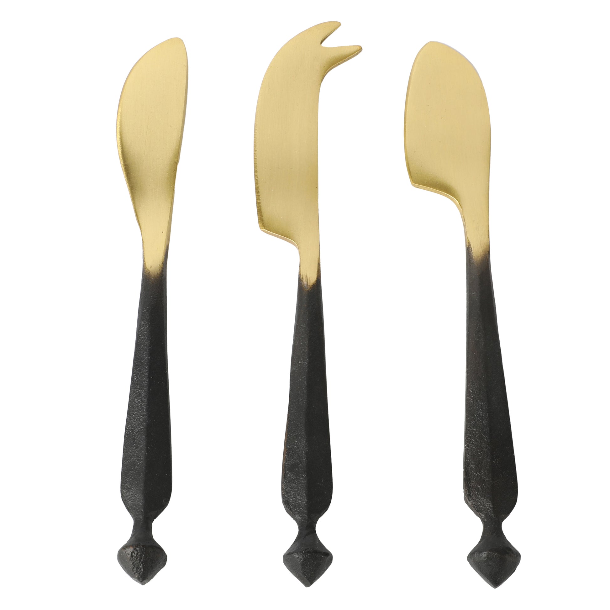 Cravings By Chrissy Teigen 3 Piece Brass Cheese Knife Set w Black Handles