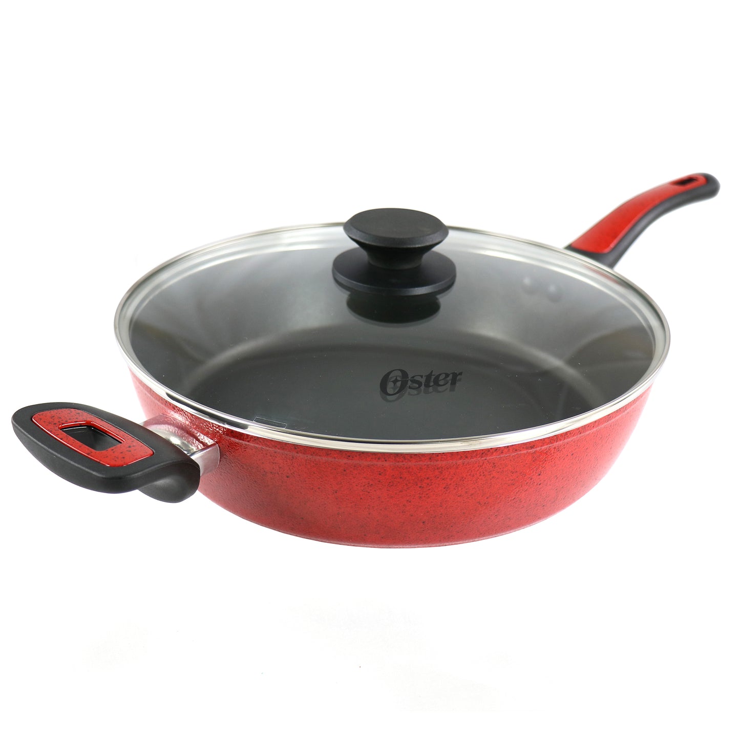 Oster Claybon 3.8 Qt Nonstick Saute Pan w Lid in Speckled Red
