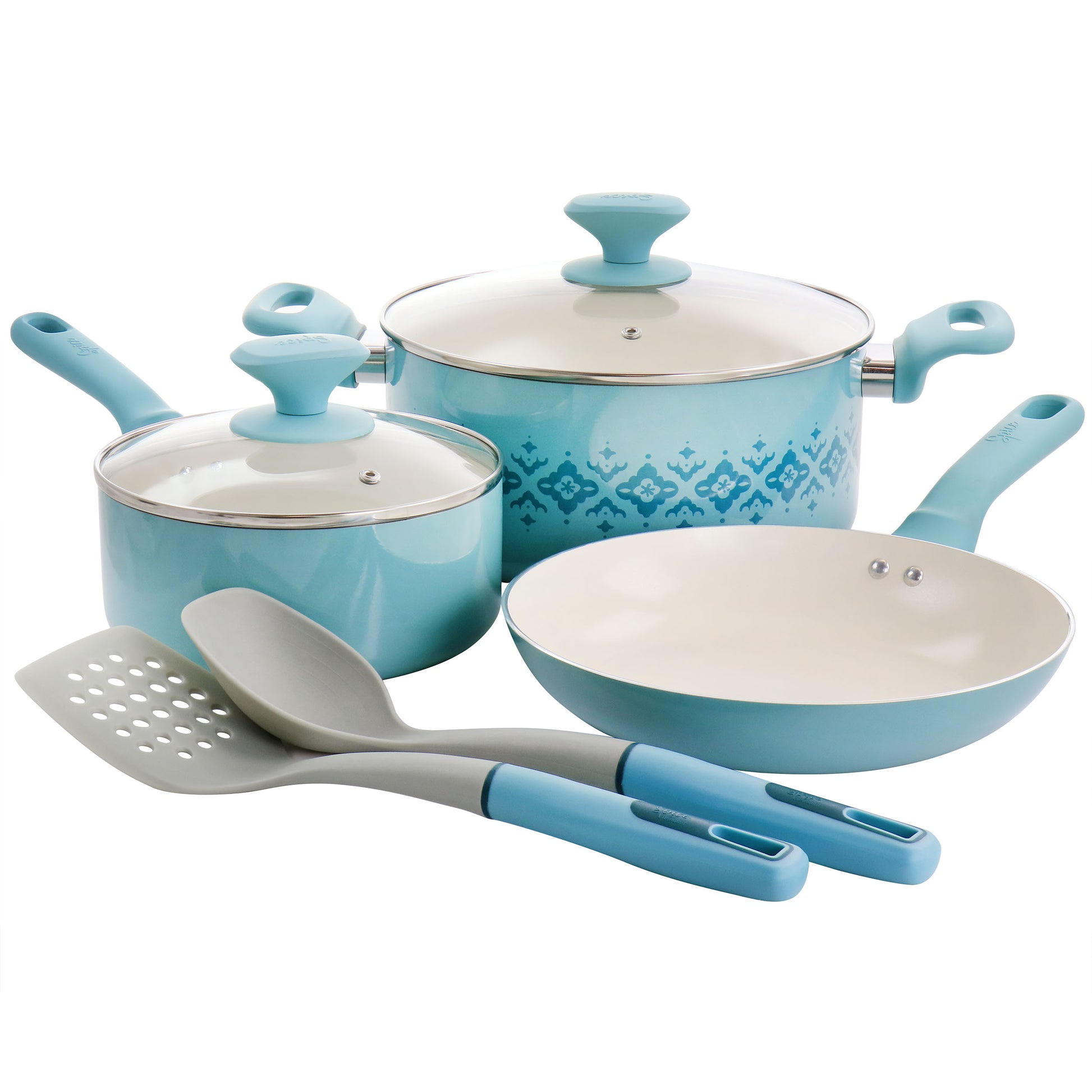Spice by Tia Mowry Savory Saffron 7 Piece Ceramic Nonstick Aluminum Cookware Se