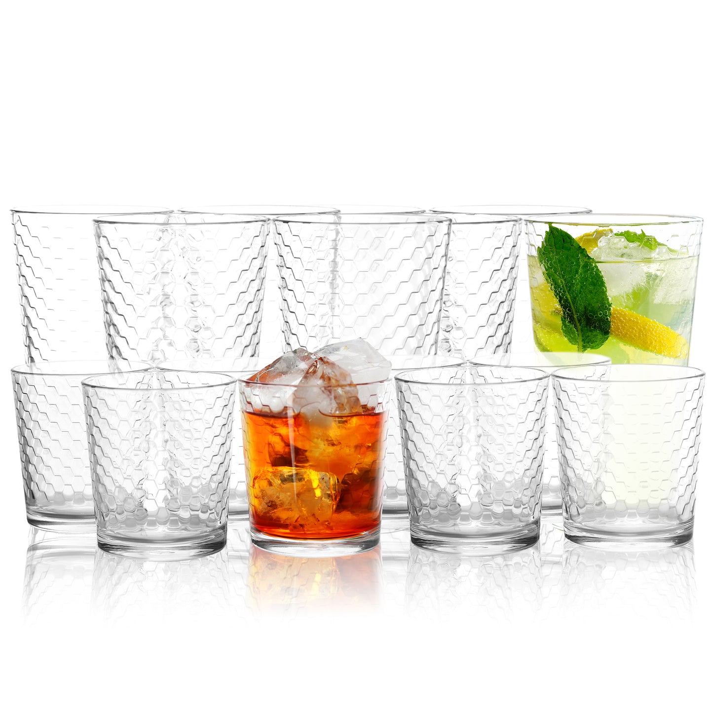 Pasabahce 16 Piece Horizon Double Old Fashioned & Tumbler Glass Set