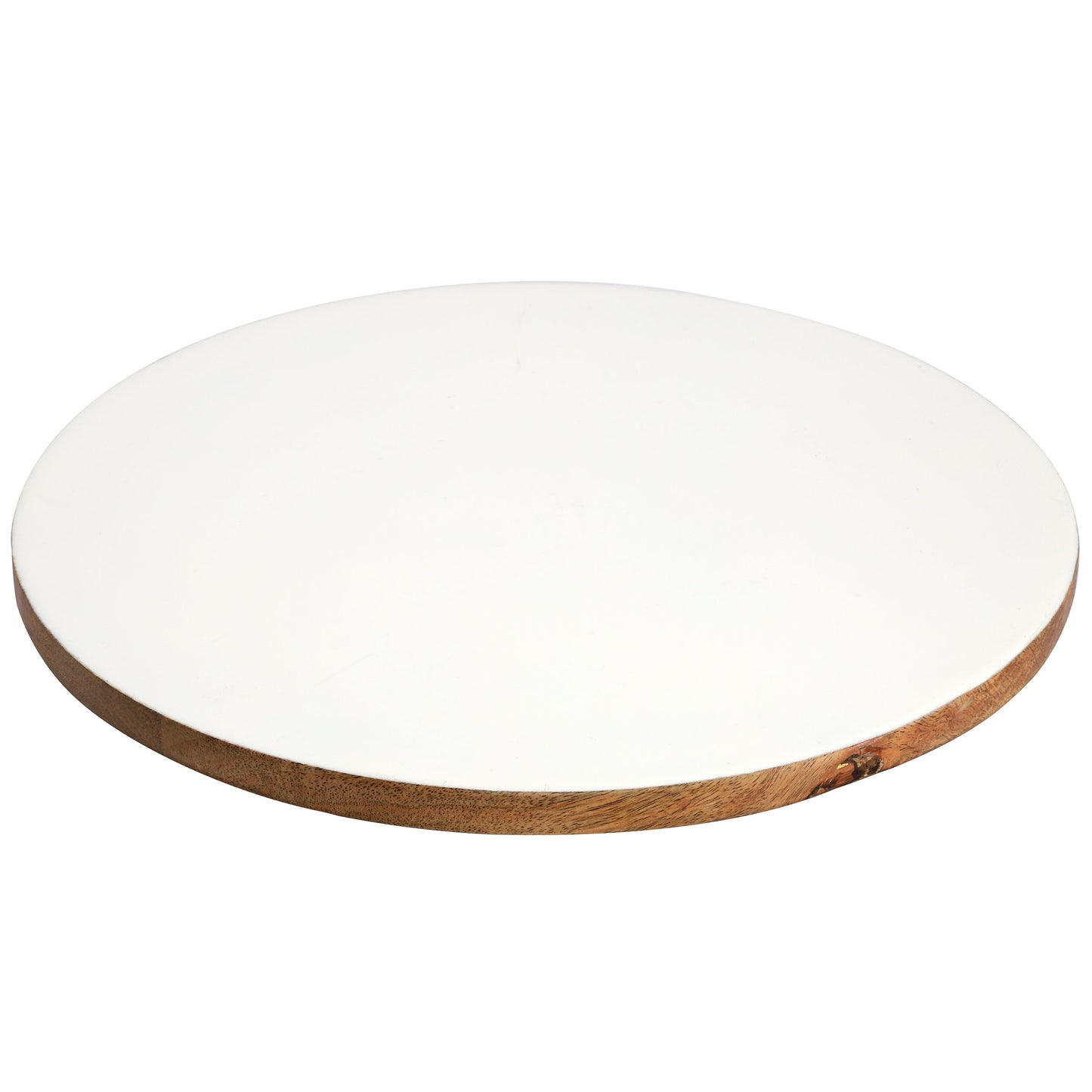 Gibson Home 14" Wood Lazy Susan Serving Board White
