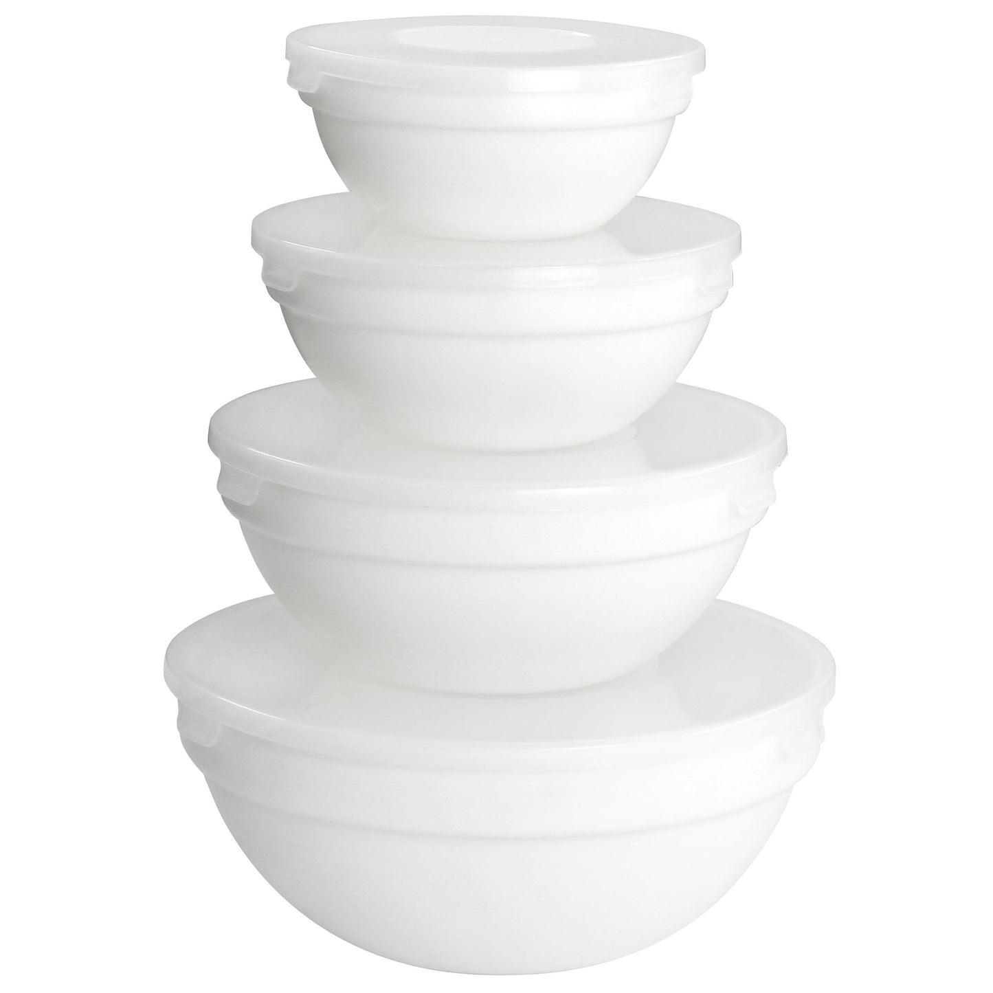 Ultra White Shadow 8 Piece Tempered Opal Glass Bowl & Lid Set White