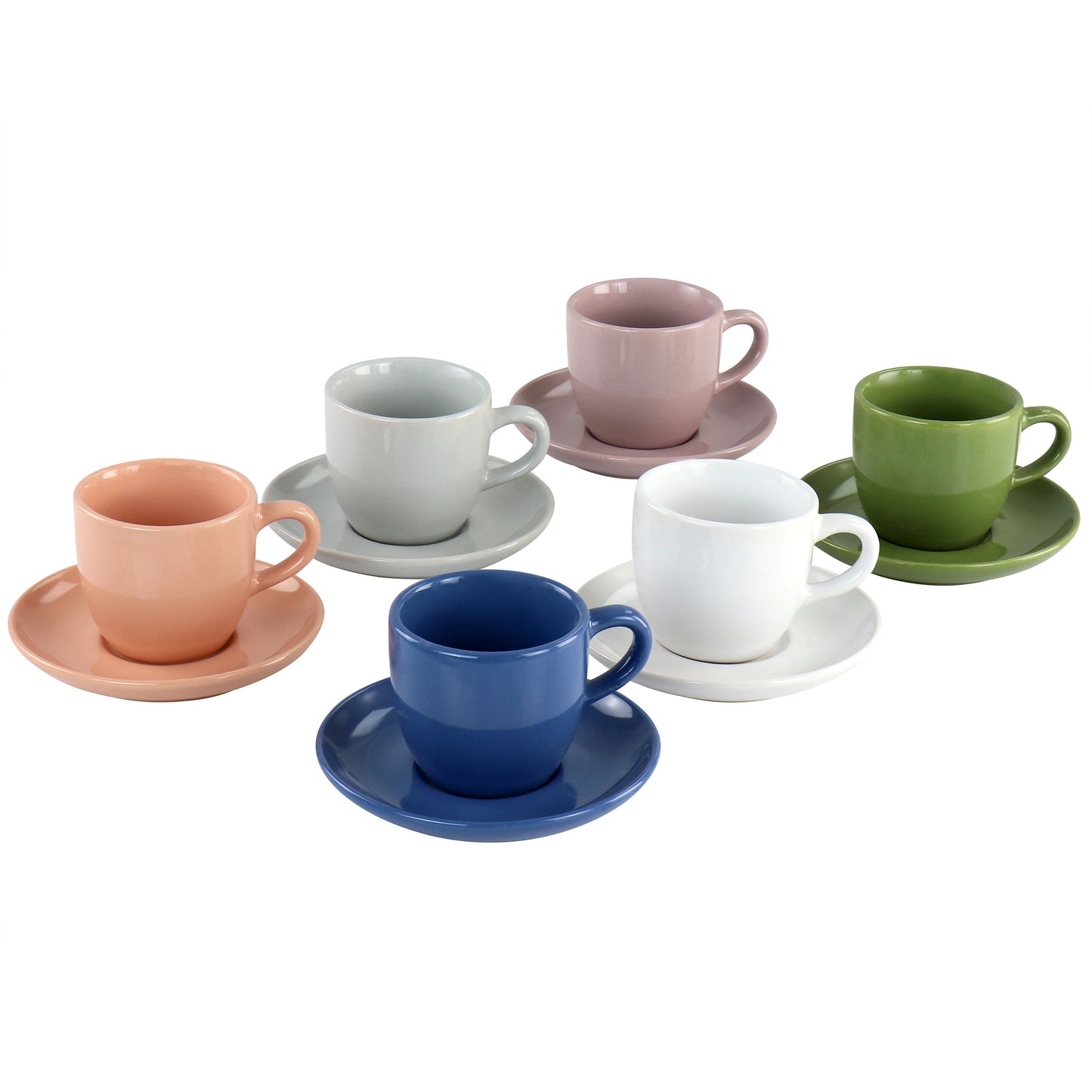 Mr. Coffee 12 Piece 3oz Stoneware Espresso Cup & Saucer Set in Assorted Colors