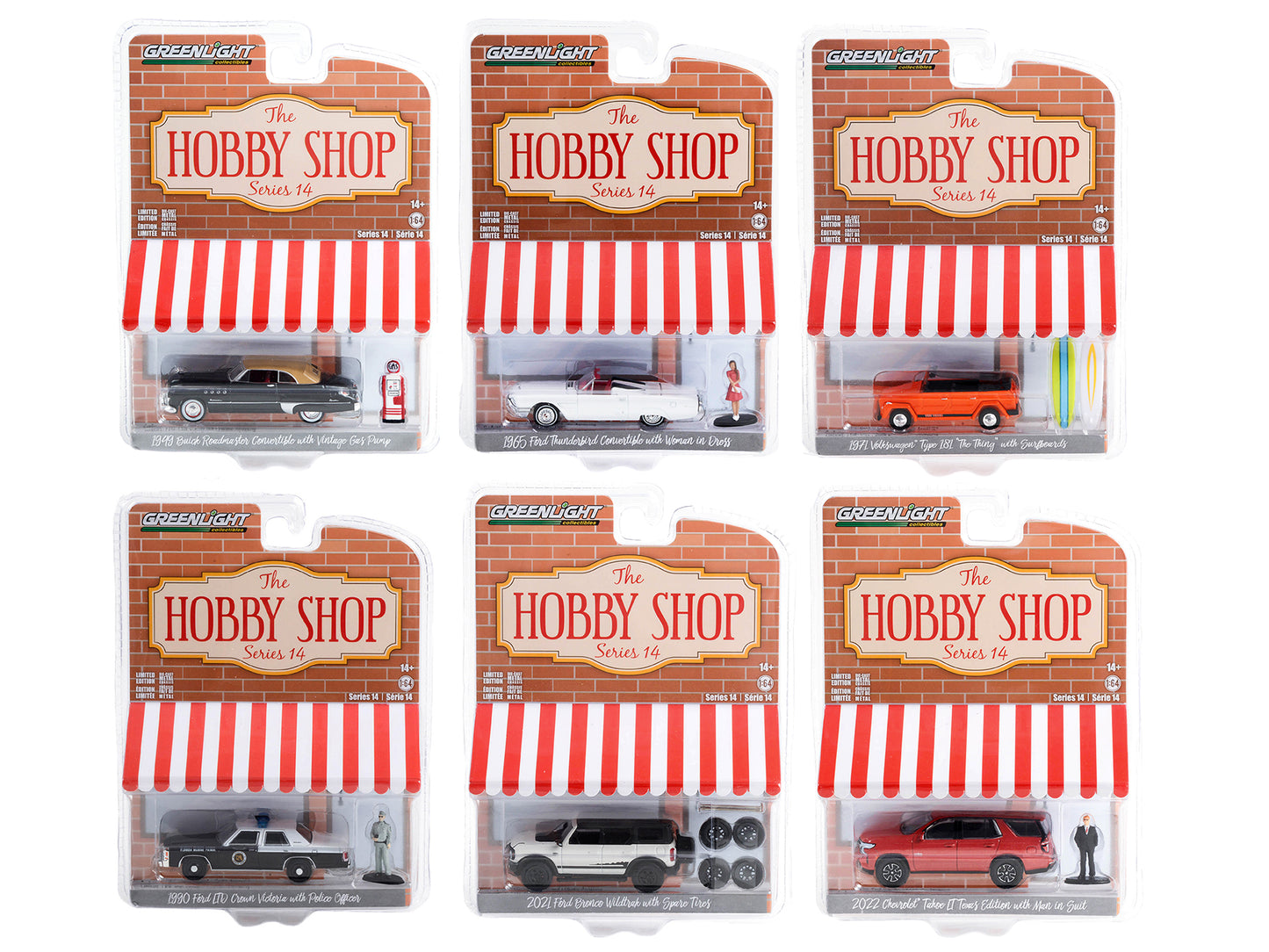 The Hobby Shop Set of 6 Pcs Series 14 1/64 Diecast Cars Greenlight