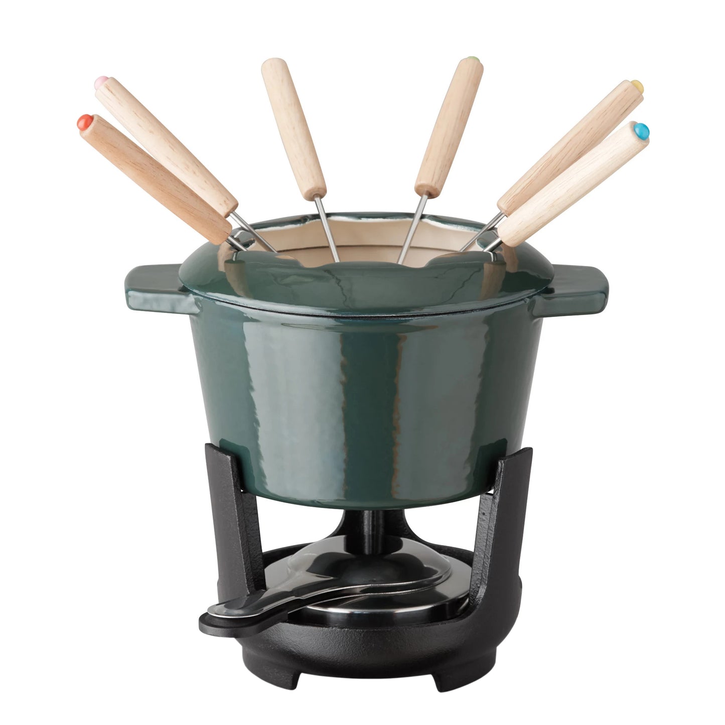 Our Table 13 Piece Enameled Cast Iron Fondue Pot Set Sycamore