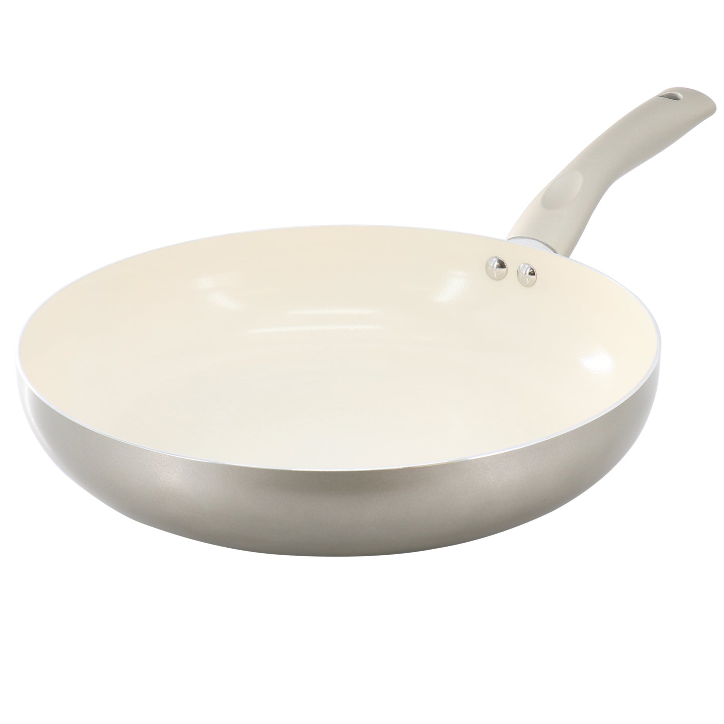 Oster Newcrest 12" Ceramic Nonstick Round Aluminum Frying Pan in Taupe w Soft G