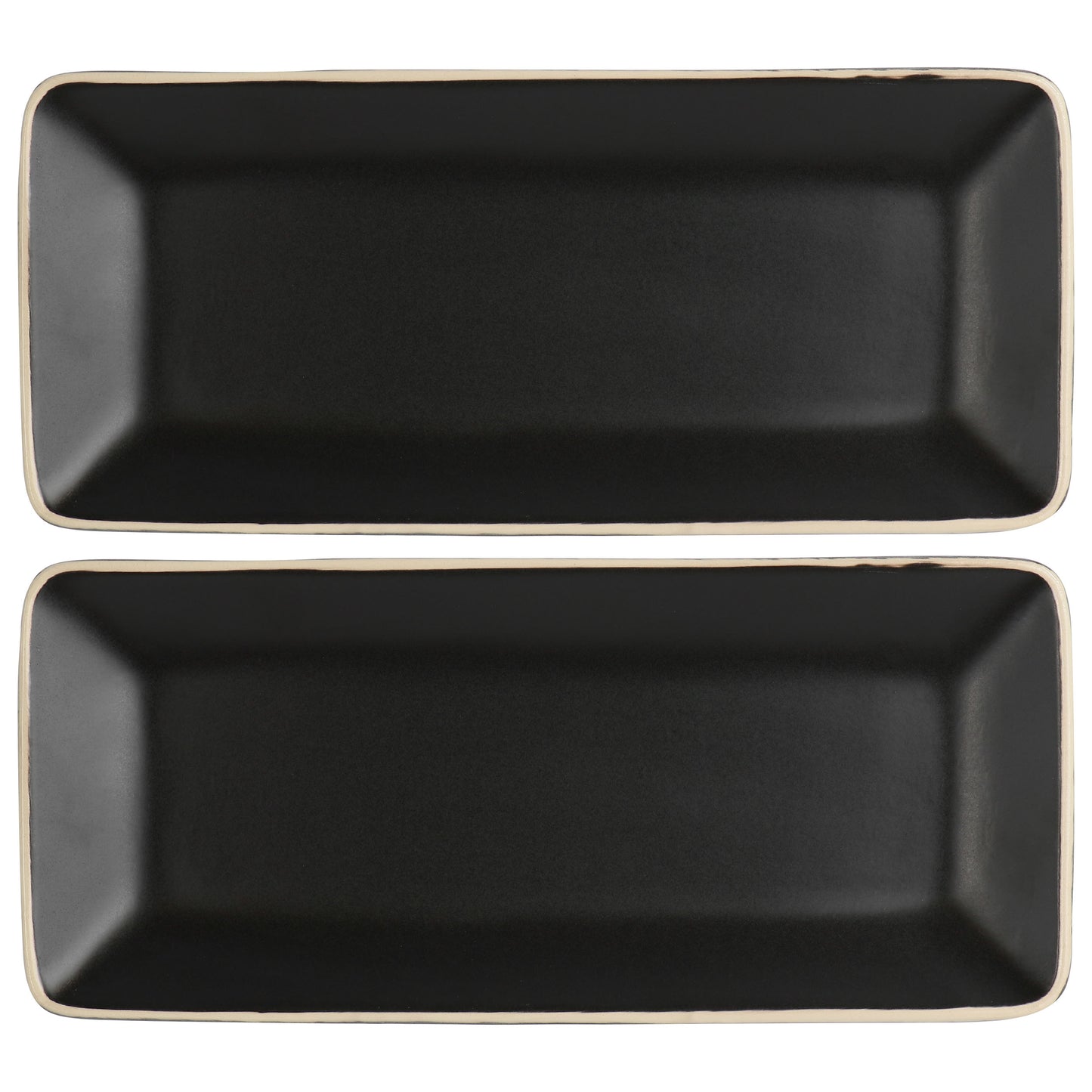 Gibson Elite Soho Lounge 2 Piece 11.75" Rectangular Platter Set in Matte Black