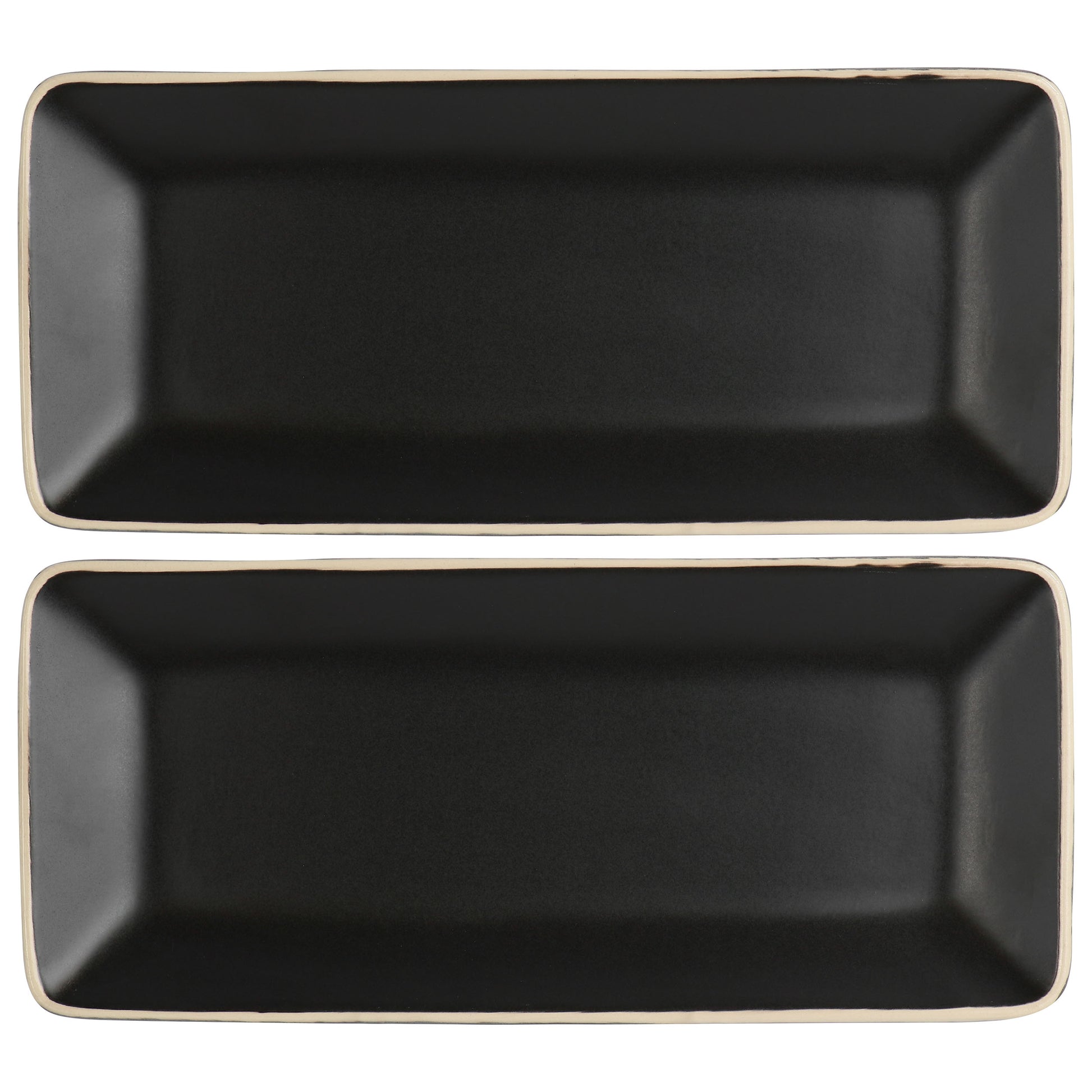 Gibson Elite Soho Lounge 2 Piece 11.75" Rectangular Platter Set in Matte Black