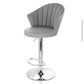 Elama 2 Piece Shell Back Faux Leather Adjustable Bar Stool Dark Gray w Chrome