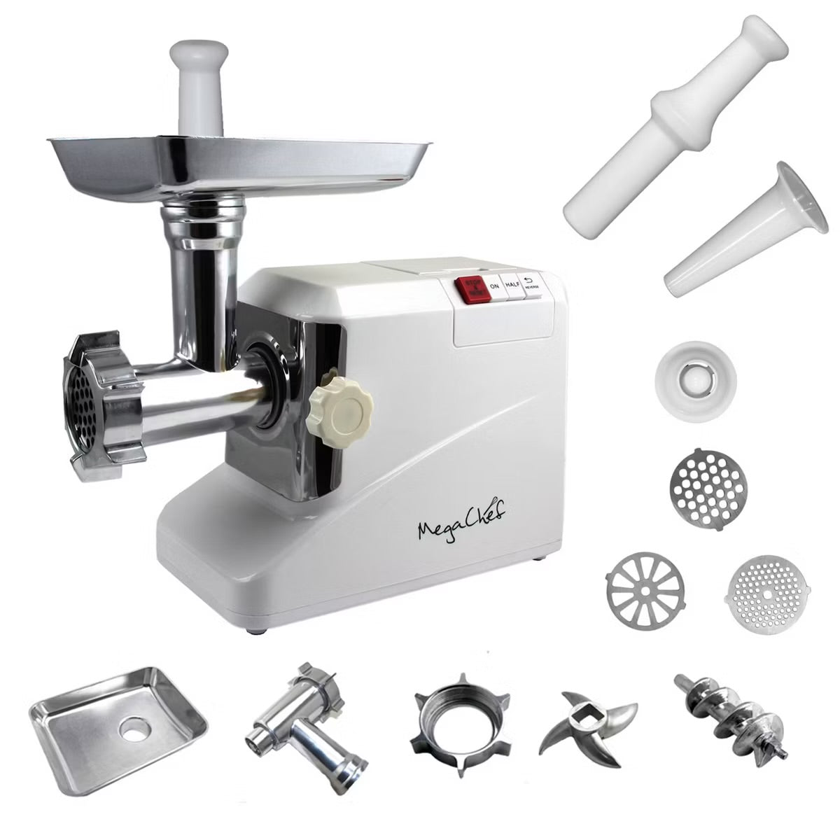 MegaChef 1800W Automatic Meat Grinder w 3 Blades for Household Use