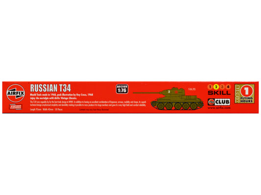 Level 2 Model Kit Russian T34 Tank 1/76 Plastic Model Kit Airfix