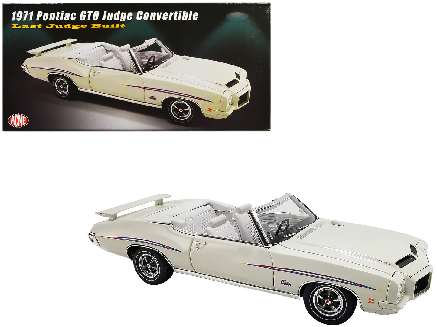 1971 Pontiac GTO Judge Convertible White w Graphics White Interior Last Judge B