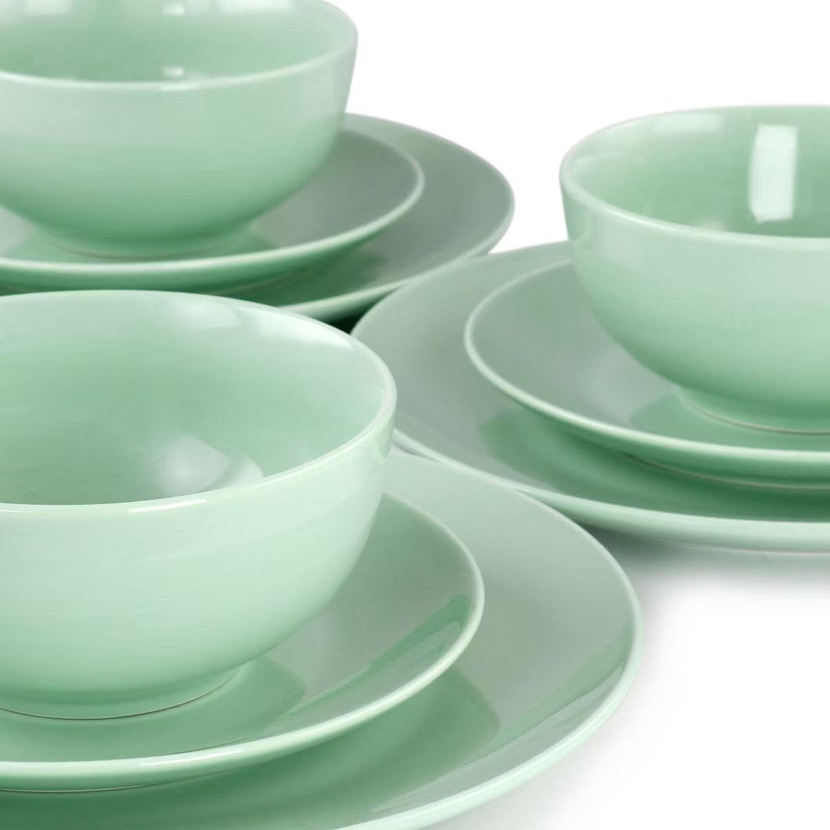 Elama Luna 18 Piece Mint Green Porcelain Dinnerware Set w Service For 6