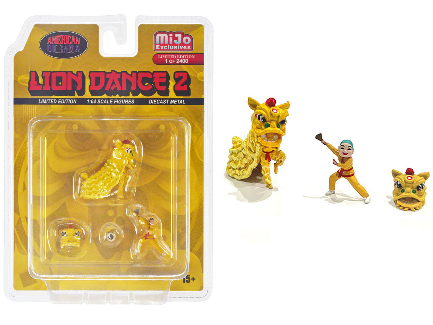 Lion Dance 2 4 piece Diecast Figure Set 1 Figures 1 Lion 2 Accessories Limited