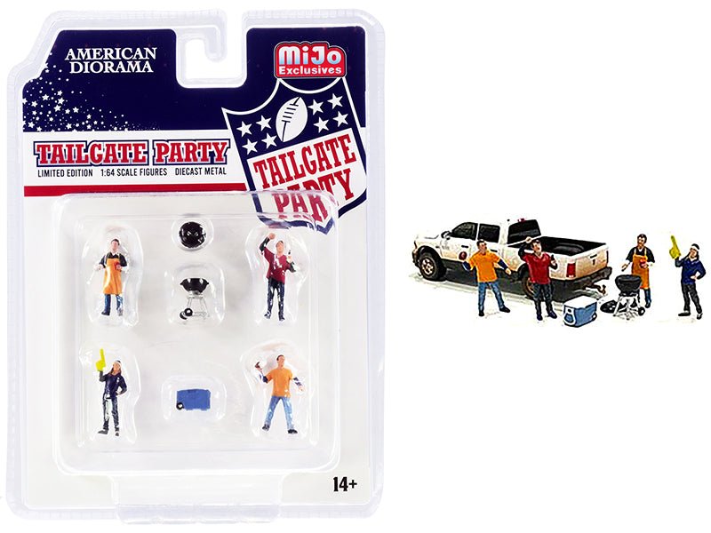 Tailgate Party Diecast Set of 6 Pcs 4 Figurines 2 Accessories for 1/64 Scale Mo