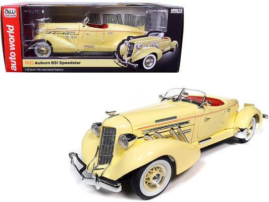 1935 Auburn 851 Speedster Cream w Red Interior 1/18 Diecast Car Auto World