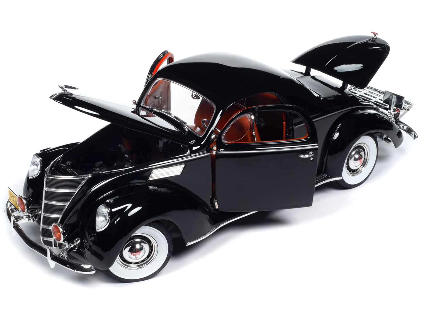 1937 Lincoln Zephyr Black w Red Interior 1/18 Diecast Model Car Auto World