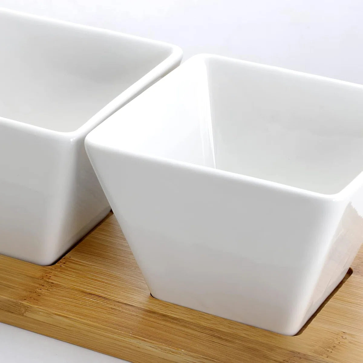 Elama Modern 5pc Appetizer & Condiment Server w 4 Dishes & Bamboo Tray