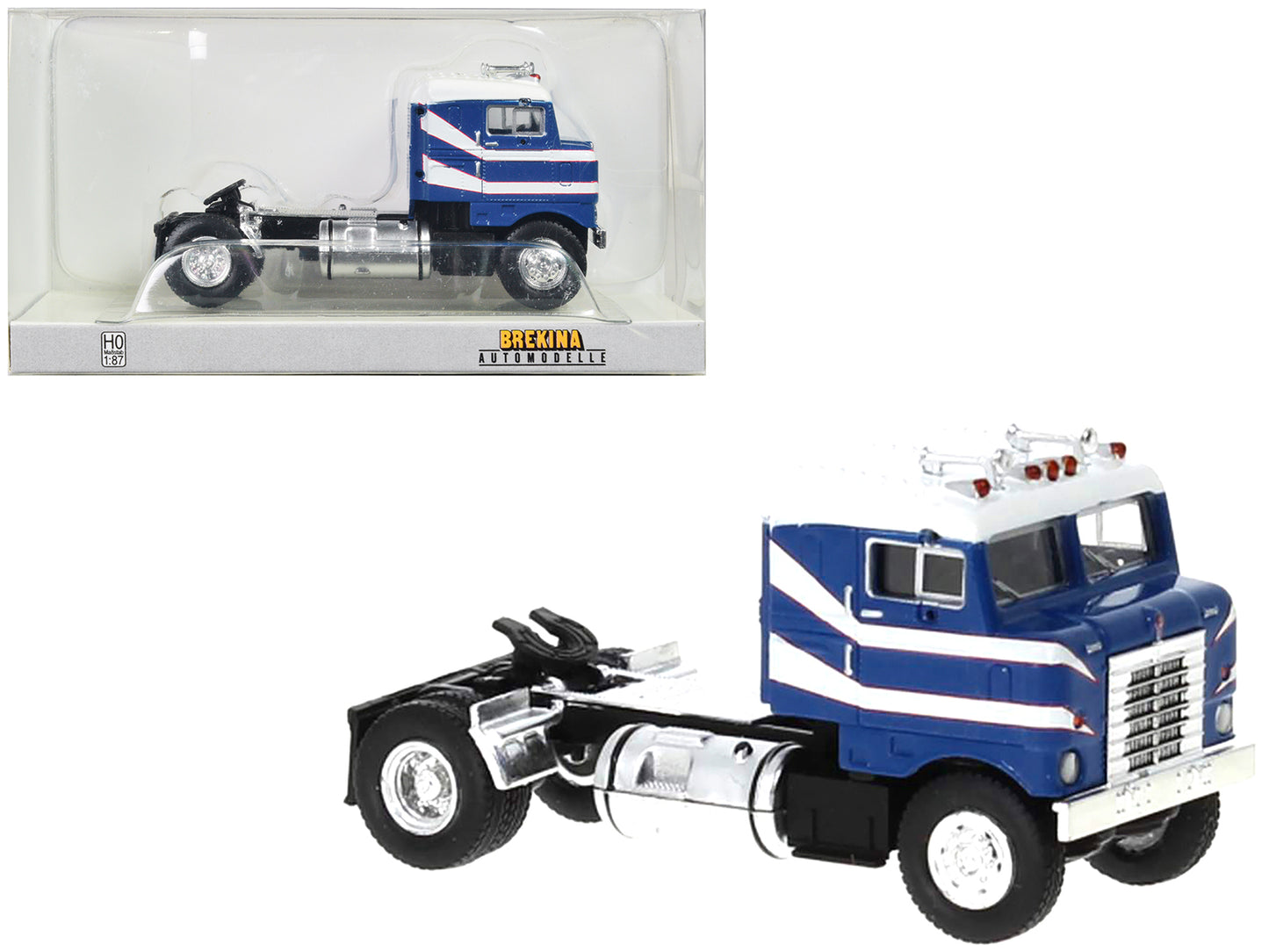 1950 Kenworth Bullnose Truck Tractor Blue w White Top Stripes 1/87 HO Scale Mod