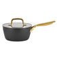 Oster Abbottsford 2.5 Quart Black & Gold Nonstick Aluminum Saucepan w Glass Lid