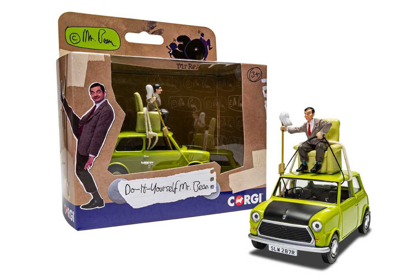 Mini Cooper RHD Right Hand Drive Yellow Do-It-Yourself Mr. Bean Modified Car Mr.