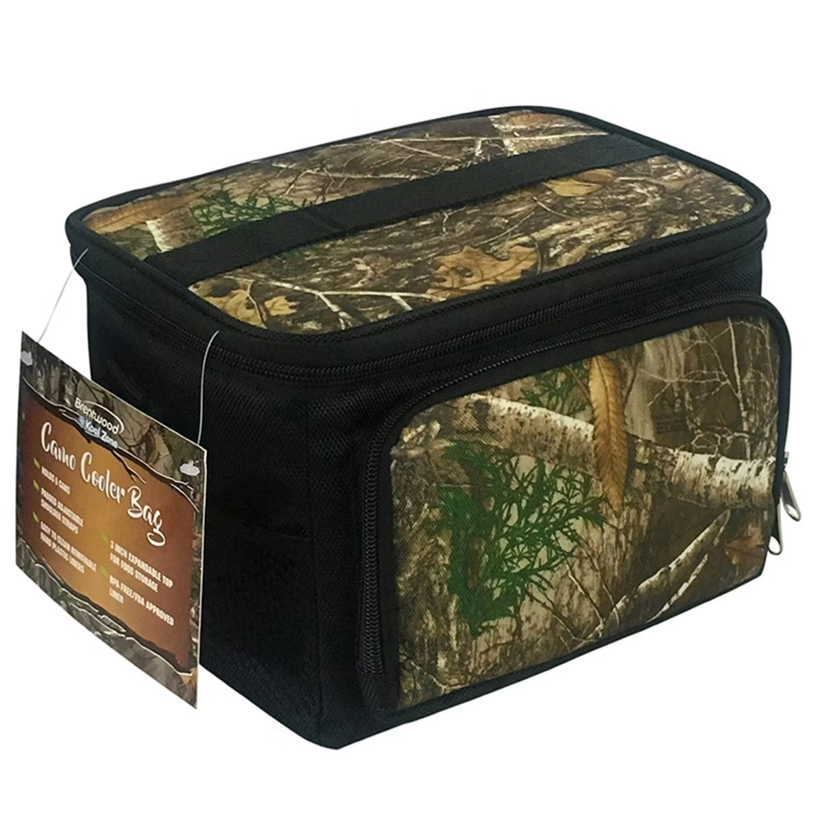 Brentwood Kool Zone 6 Can Insulated Cooler Bag w Hard Liner Realtree Edge Camo