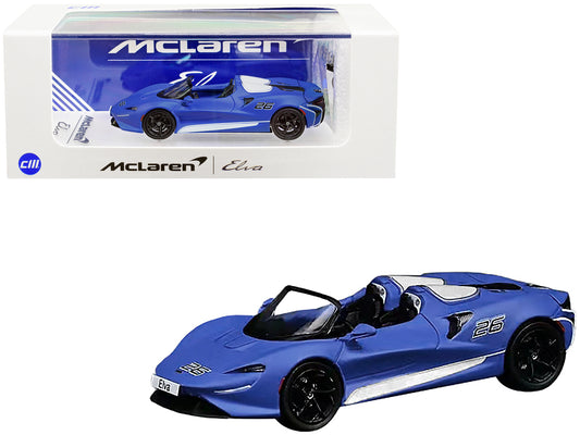 McLaren Elva Convertible #26 Matt Blue w White Stripes Extra Wheels 1/64 Diecas