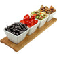 Elama Modern 5pc Appetizer & Condiment Server w 4 Dishes & Bamboo Tray