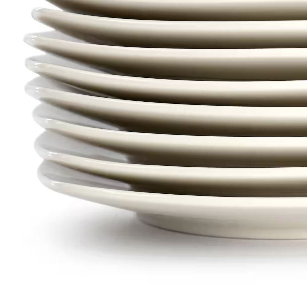 Gibson Home Zen Buffetware 8 Piece 7" Stoneware Dessert Plate Set in White