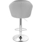 Elama 2 Piece Shell Back Faux Leather Adjustable Bar Stool Dark Gray w Chrome