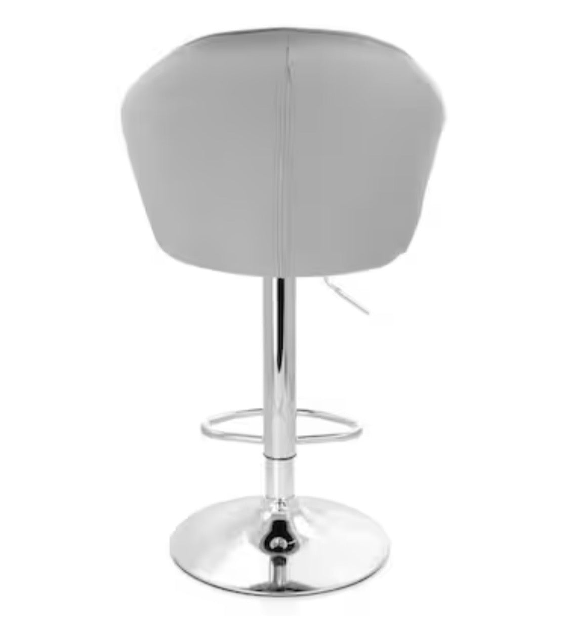 Elama 2 Piece Shell Back Faux Leather Adjustable Bar Stool Dark Gray w Chrome