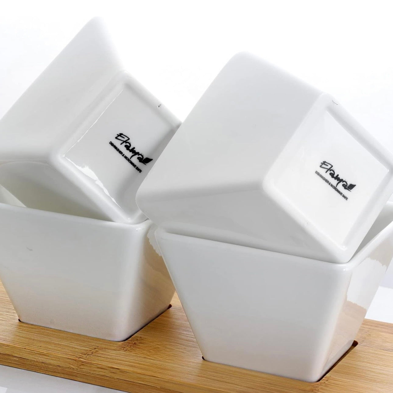 Elama Modern 5pc Appetizer & Condiment Server w 4 Dishes & Bamboo Tray