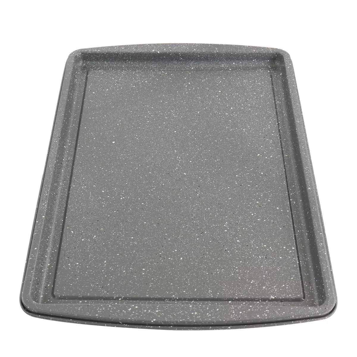 Oster 3 Piece Nonstick 13” 15” 17” Carbon Steel Cookie Sheet Set in Greystone