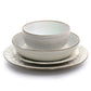 Elama Countess 16 Piece Embossed Double Bowl Stoneware Dinnerware Set Off-White