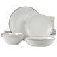 Elama Countess 16 Piece Embossed Double Bowl Stoneware Dinnerware Set Off-White