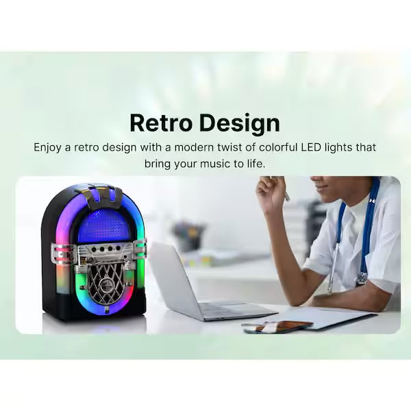 Victor Mini Bluetooth Jukebox w Multicolor LED Lighting