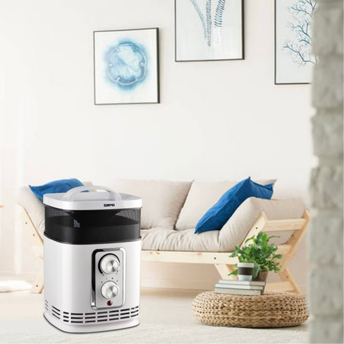 Optimus Portable 360 Surround Ceramic Heater w Thermostat & 2 Heat Settings