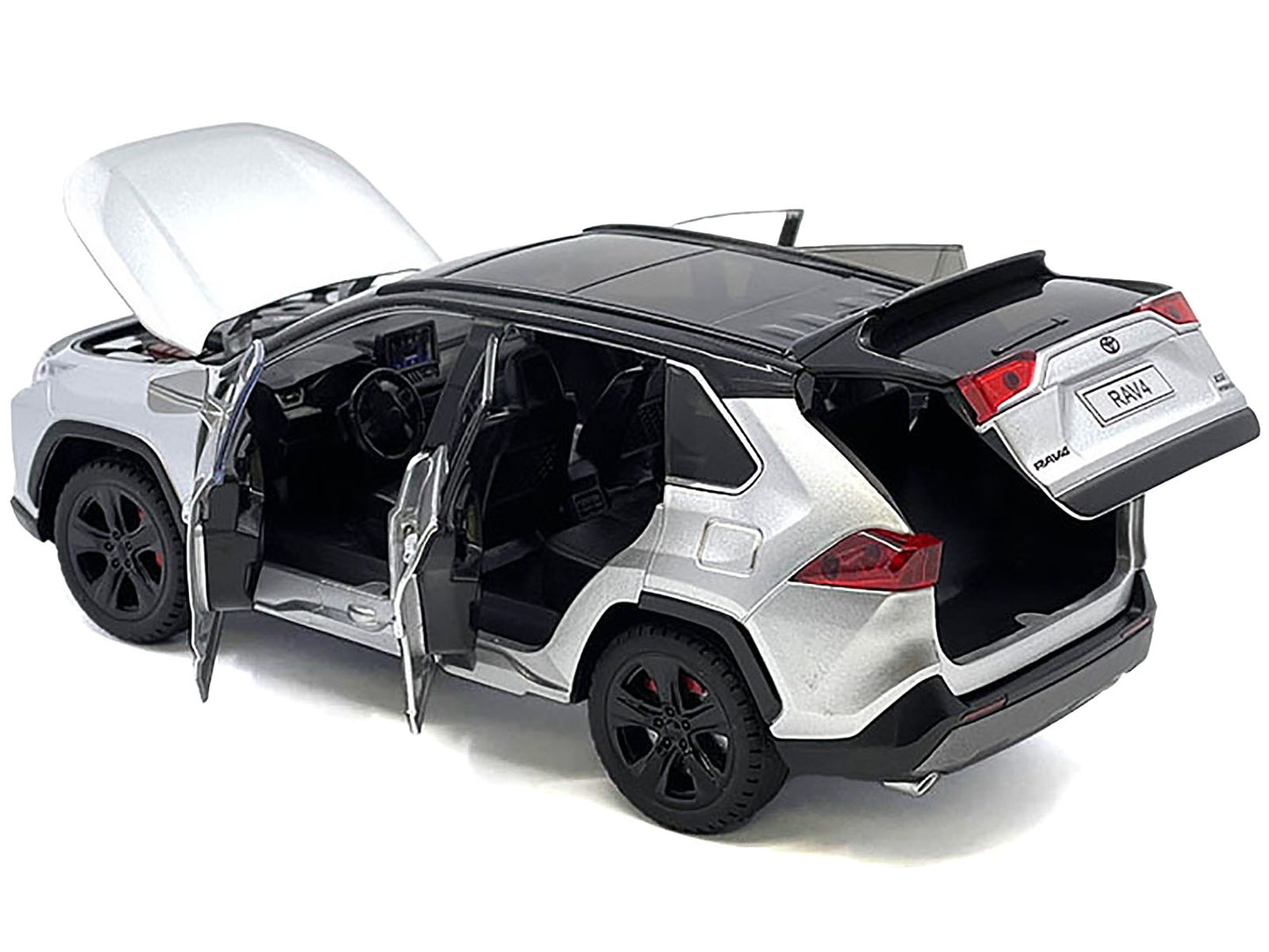 Toyota Rav4 Hybrid XSE Silver Metallic w Black Top Sunroof 1/24 Diecast Car