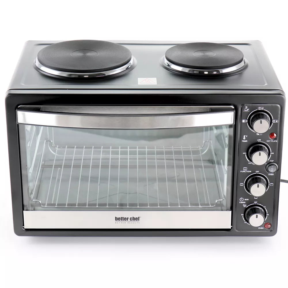 Better Chef Central XL 1400W 30 Liter Toaster Oven & Broiler w Dual Burners