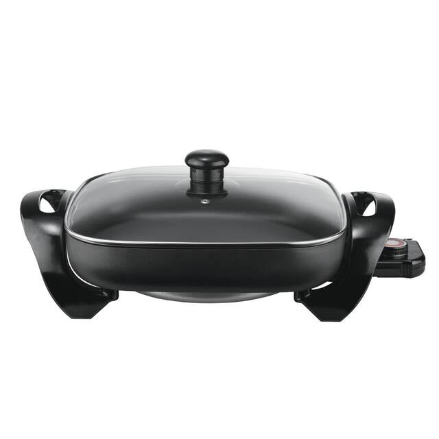 Brentwood 12" 1400W Nonstick Electric Skillet w Glass Lid in Black