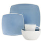 Gibson Soho Lounge 16 Pc Light Blue Square Reactive Glaze Stoneware Dinnerware S