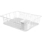 MegaChef 17.5" White Single Level Dish Rack w 14 Plate Positioners & Detachable