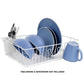 MegaChef 17.5" White Single Level Dish Rack w 14 Plate Positioners & Detachable